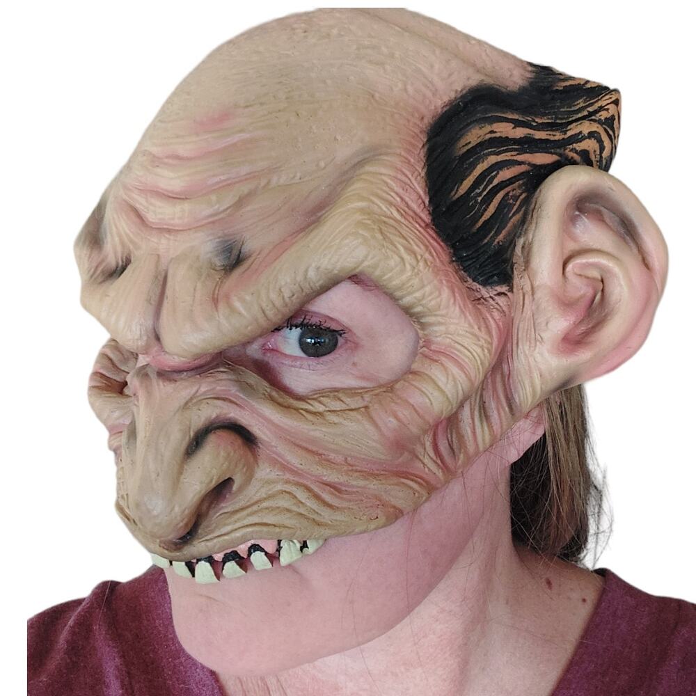 2001 Disguise Scary Old Man Bald Bad Teeth Rubber Halloween Costume Half Mask